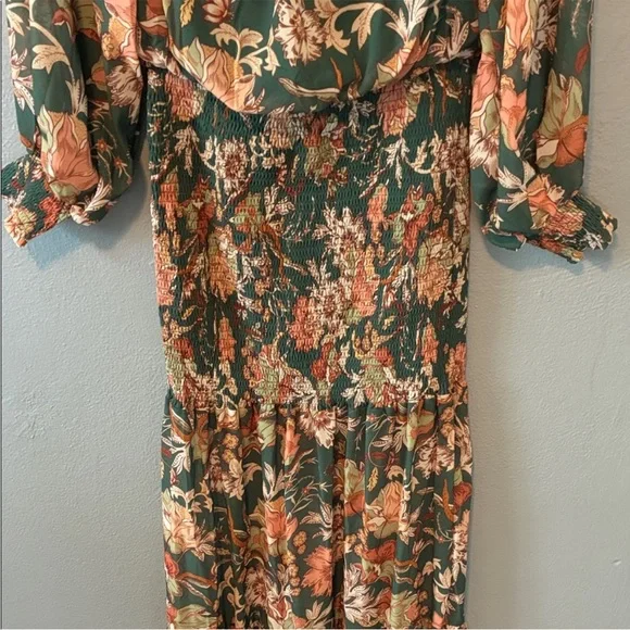 Flying Tomato Off The Shoulder Smocked Floral Maxi Dress Medium NWOT - Picture 9 of 11